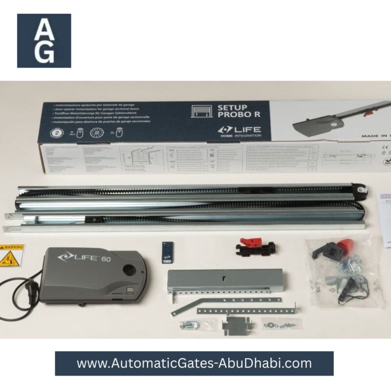LIFE PROBO 60 sectional garage door motor setup with accessories from Automatic Gates Abu Dhabi