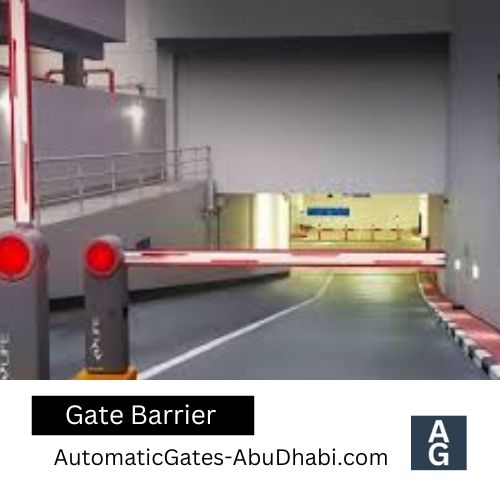 Automatic gate barrier in a parking garage.