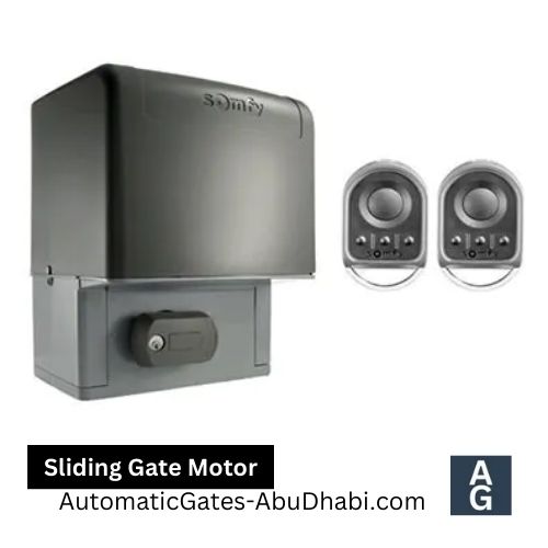 A sliding gate motor installed with automatic gates, showcasing modern security and convenience in a residential setting.