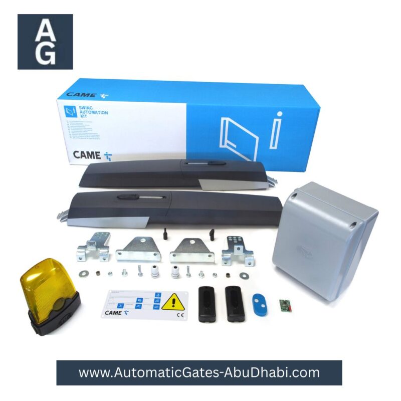 CAME AXL 2M Swing Gate Motor kit, including control unit, remotes, safety sensors, flashing light,