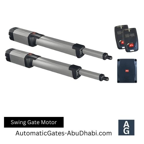 A pair of electric gates equipped with a remote control, highlighting advanced access technology for convenience.
