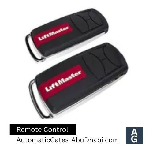 Remote control for LiftMaster garage door openers, featuring buttons for easy access and operation of the garage door.