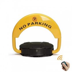 Automatic car parking lock with "NO PARKING" sign and remote control functionality for secure parking in Abu Dhabi.