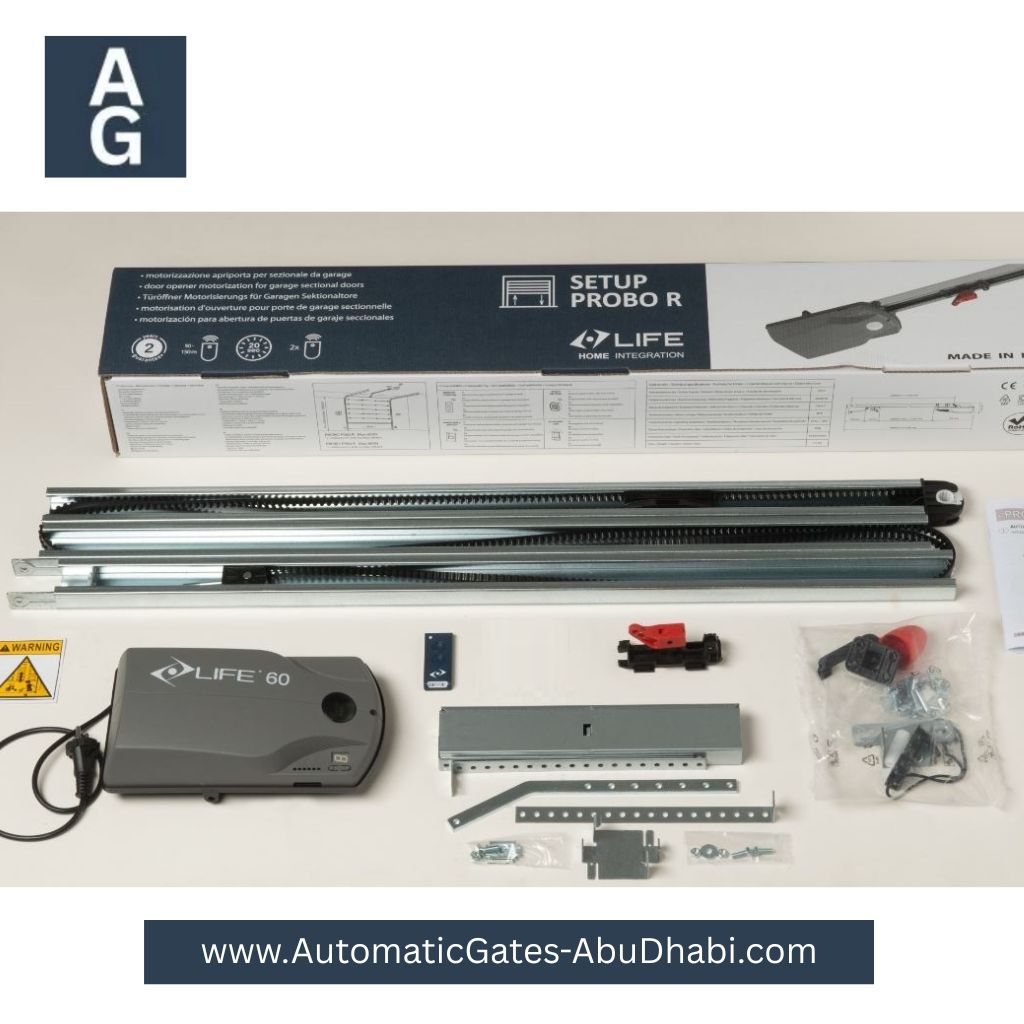 LIFE PROBO 60 sectional garage door motor setup with accessories from Automatic Gates Abu Dhabi
